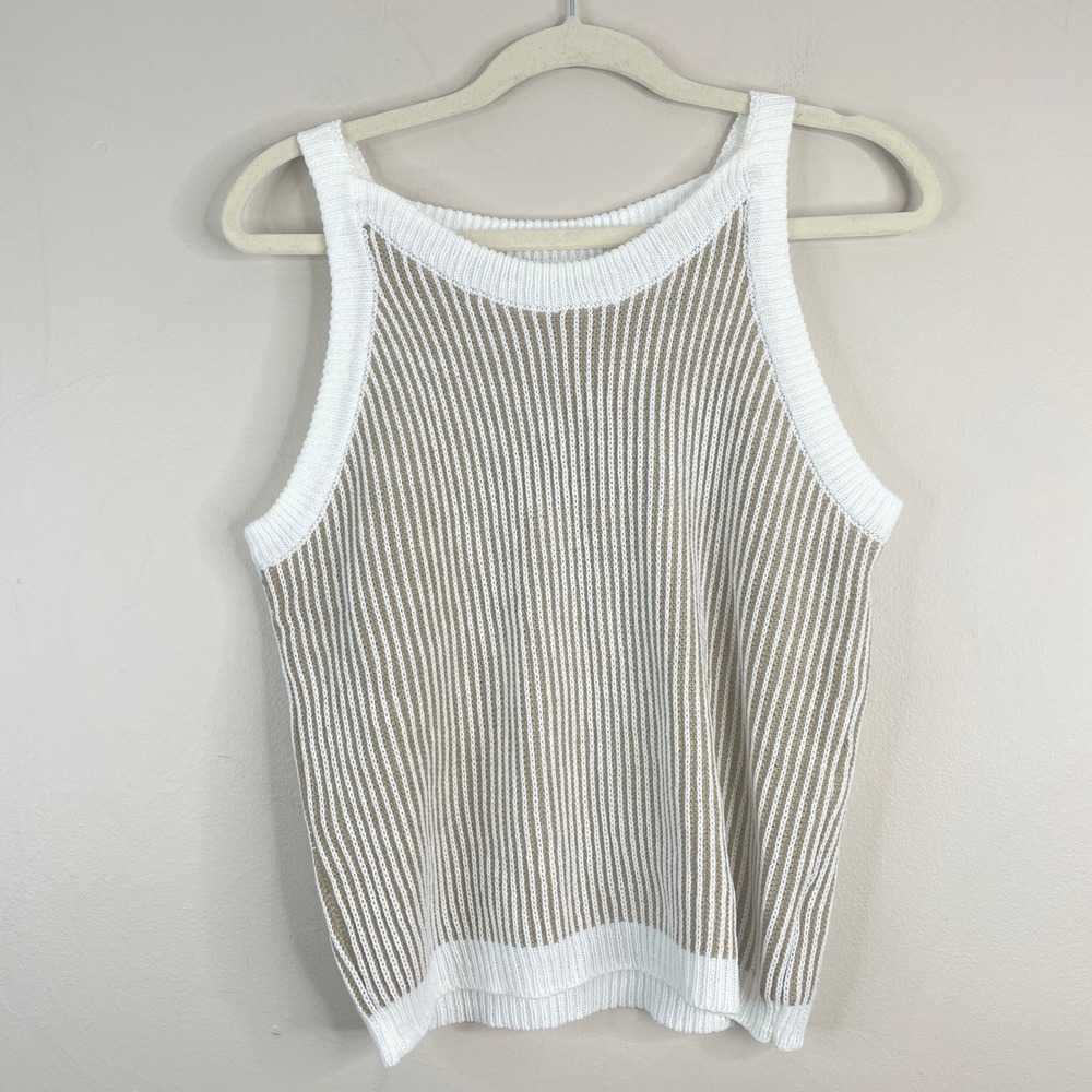 Euro Summer Tank Sweater Womens Medium Neutral Minimalist Capsule Strappy Travel